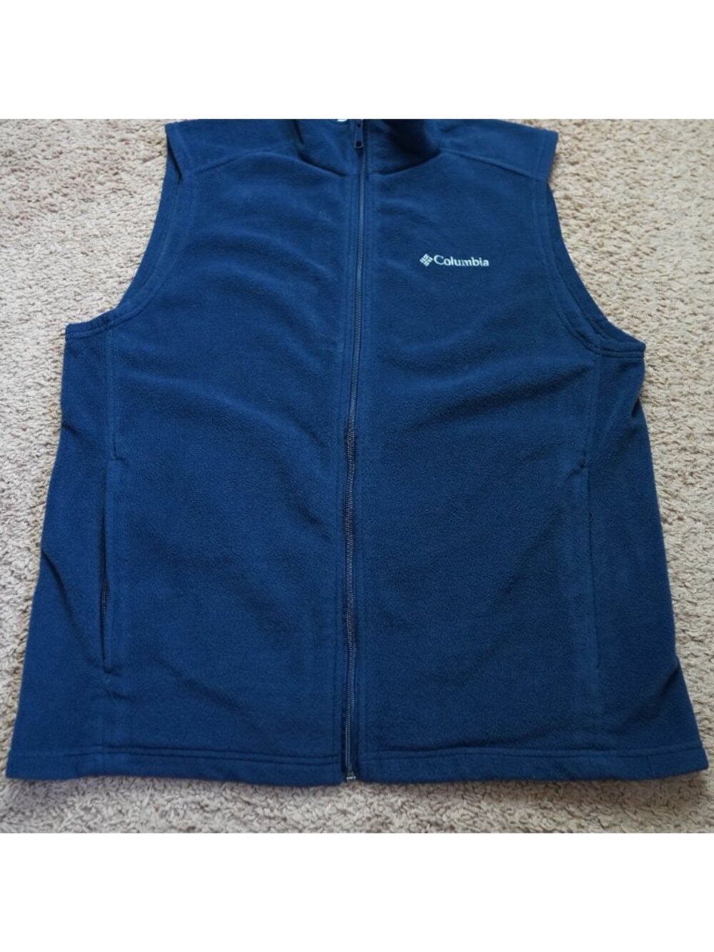 Columbia Fleece Vest Mens L Blue Full Zip Pockets Lightweight Outdoor Hiking - Picture 8 of 10